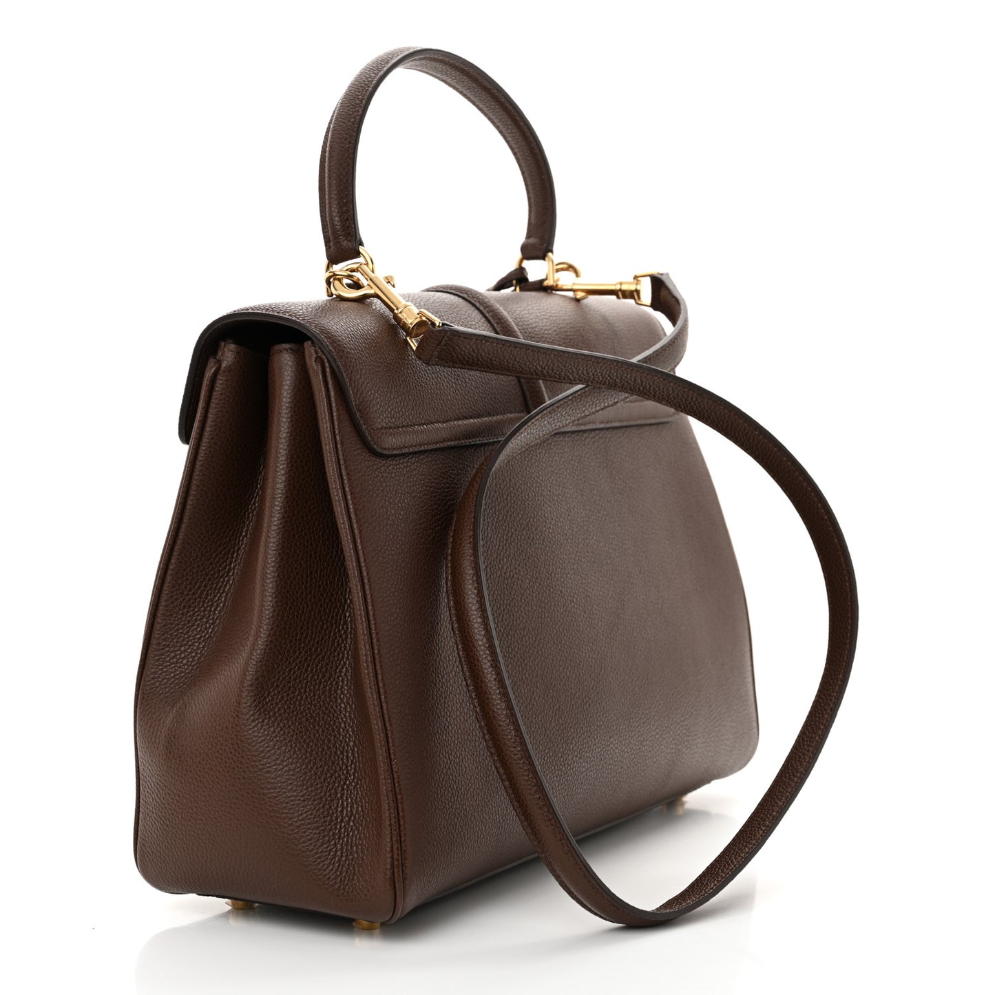 Grained Calfskin Medium 16 Top Handle Bag Brown