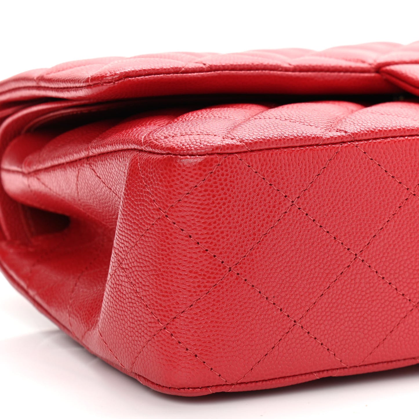 Caviar Quilted Medium Double Flap Red