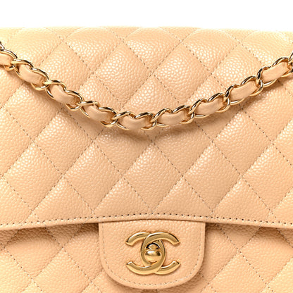 Chanel Caviar Quilted Medium Double Flap Beige 9 of 11