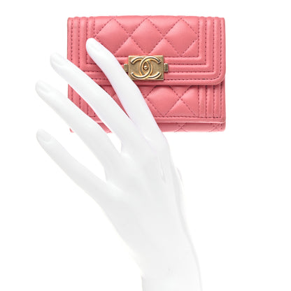 Chanel Lambskin Quilted Small Boy Flap Wallet Pink 2 of 8