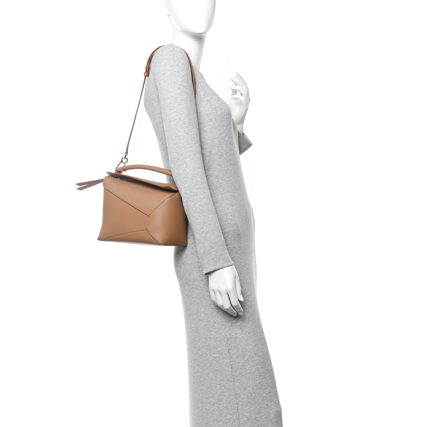 Grained Calfskin Small Puzzle Edge Bag Toffee