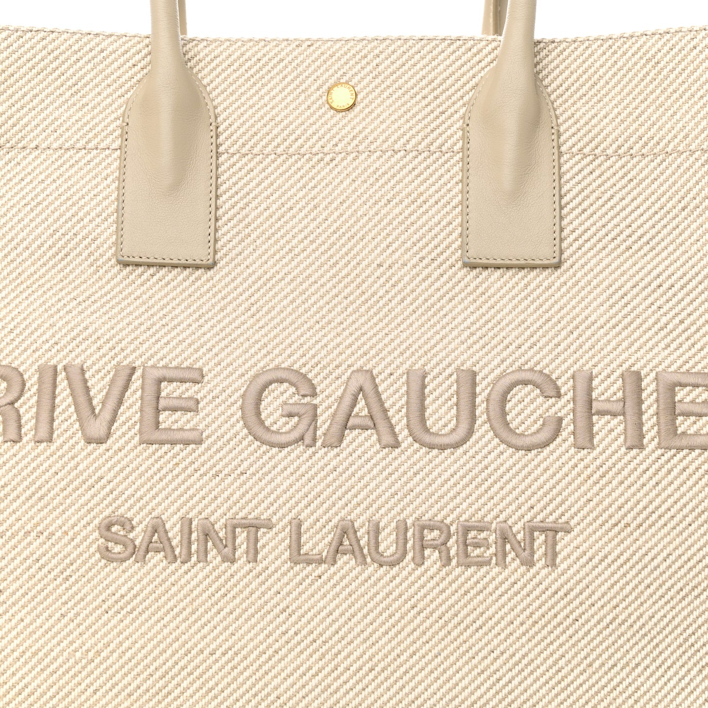 Linen Calfskin Rive Gauche Tote Beige Sea Salt