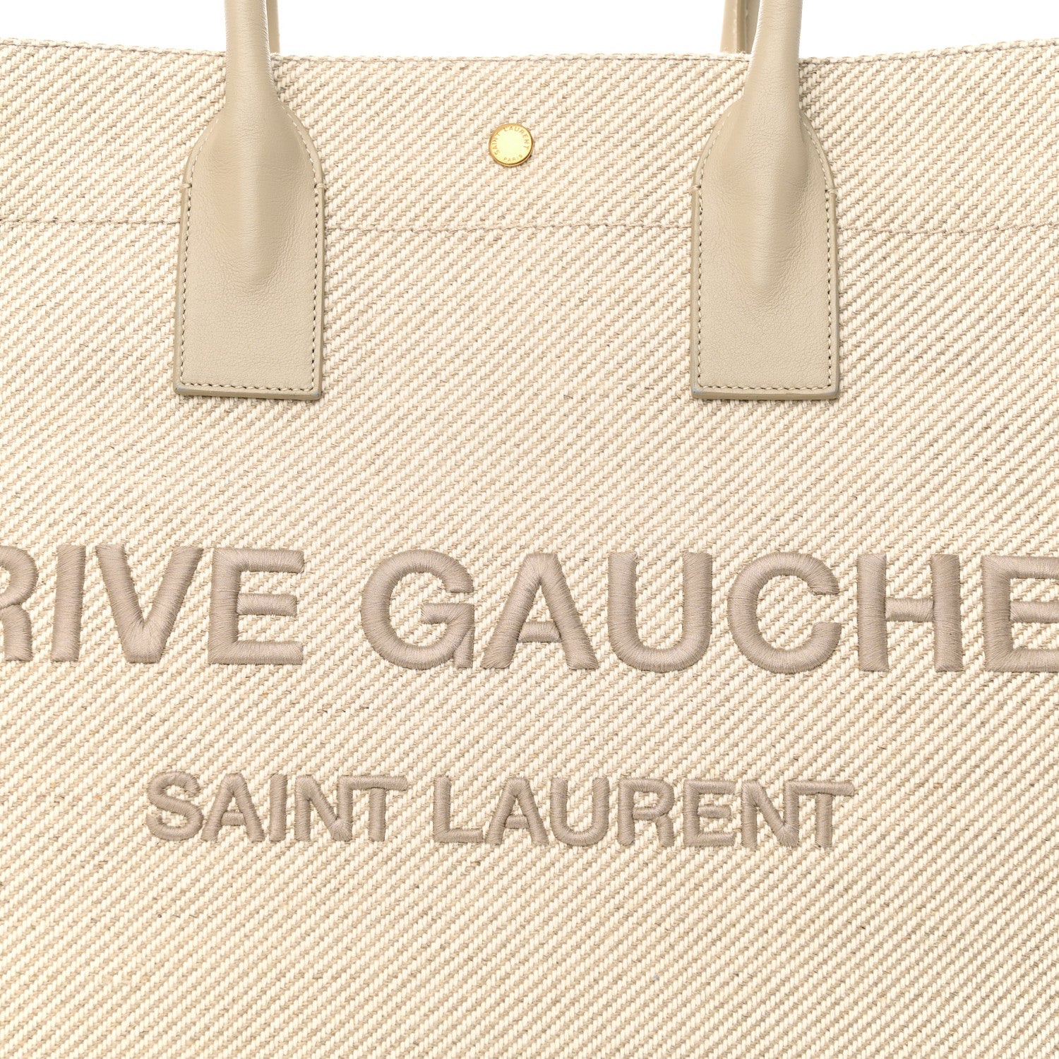 Saint Laurent Linen Calfskin Rive Gauche Tote Beige Sea Salt 7 of 9