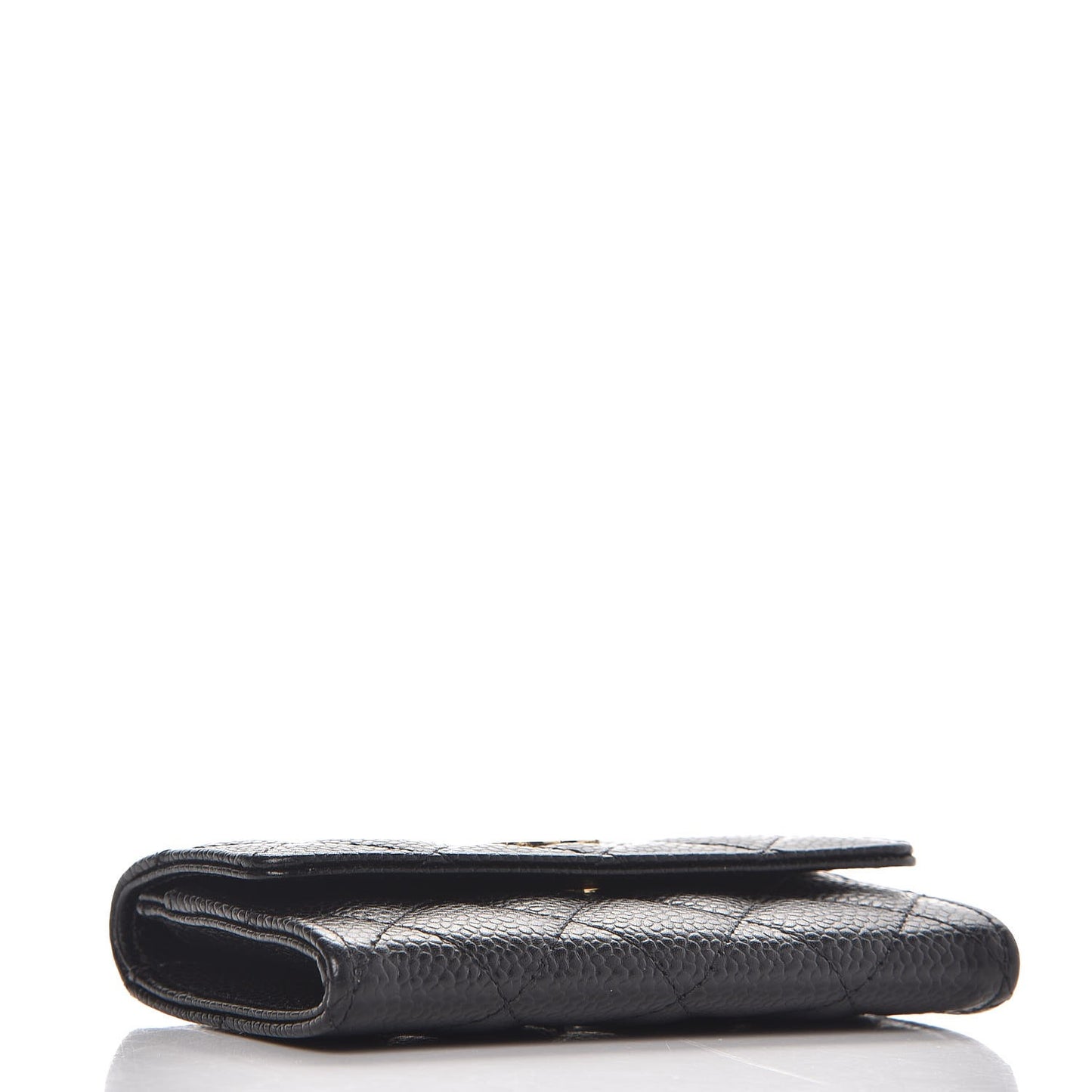 Caviar Quilted Flap Card Holder Black