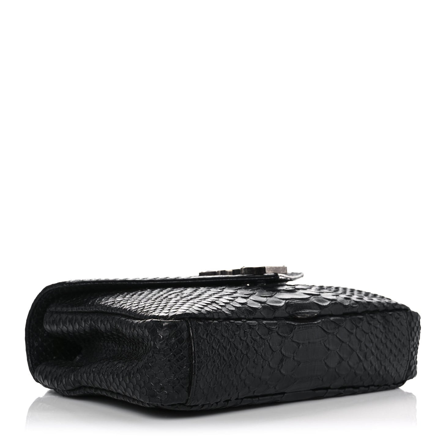 Calfskin Python Embossed Monogram Medium College Bag Black