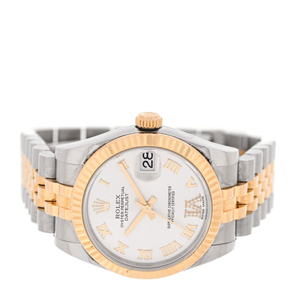 Rolex Stainless Steel 18K Yellow Gold Diamond 31mm Oyster Perpetual Datejust Watch Silver Roman 178273 2 of 5