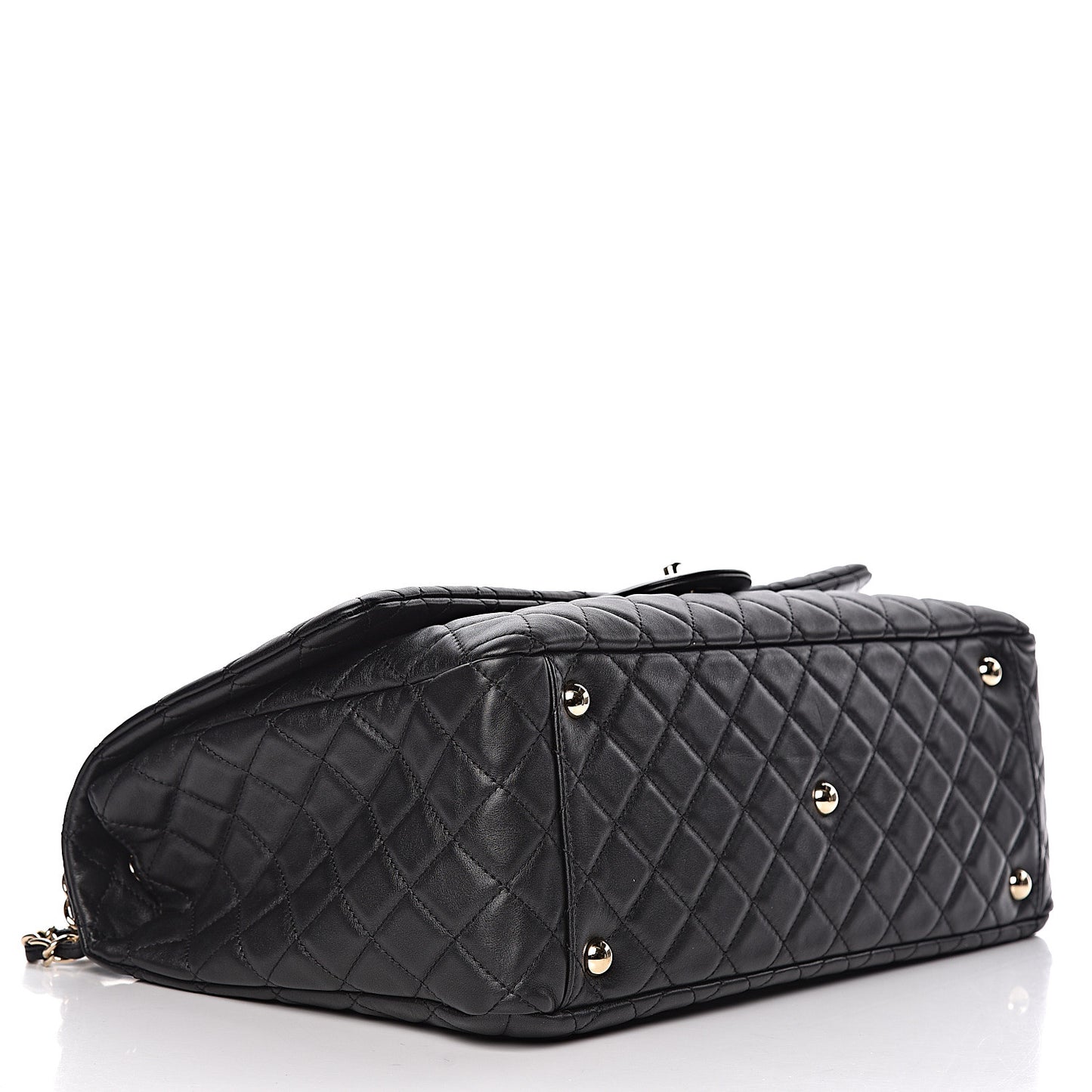 Calfskin Quilted XXL Travel Flap Bag Black