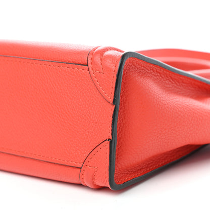 Celine Drummed Calfskin Nano Luggage Coquelicot 10 of 10