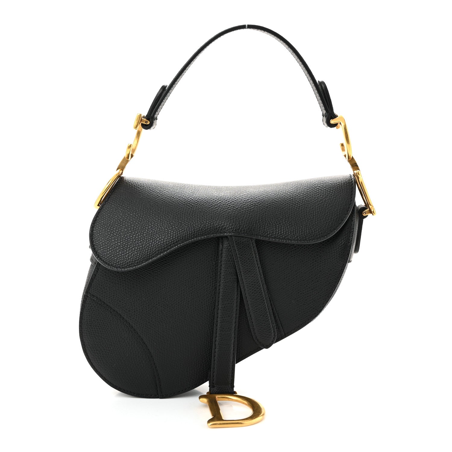 Christian Dior Grained Calfskin Mini Saddle Bag Black 1 of 9