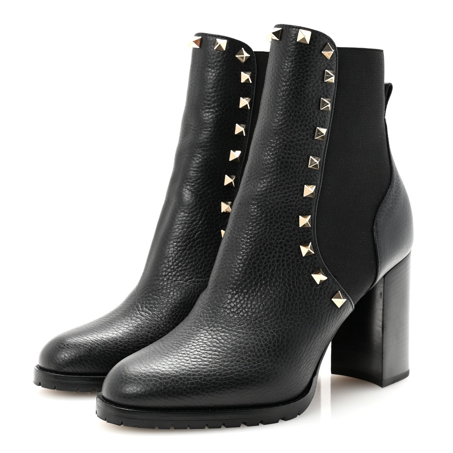 Valentino Garavani Grained Calfskin Rockstud Chelsea 80mm Ankle Boots 39 Black 4 of 10
