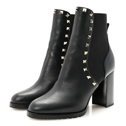 Valentino Garavani Grained Calfskin Rockstud Chelsea 80mm Ankle Boots 39 Black 4 of 10