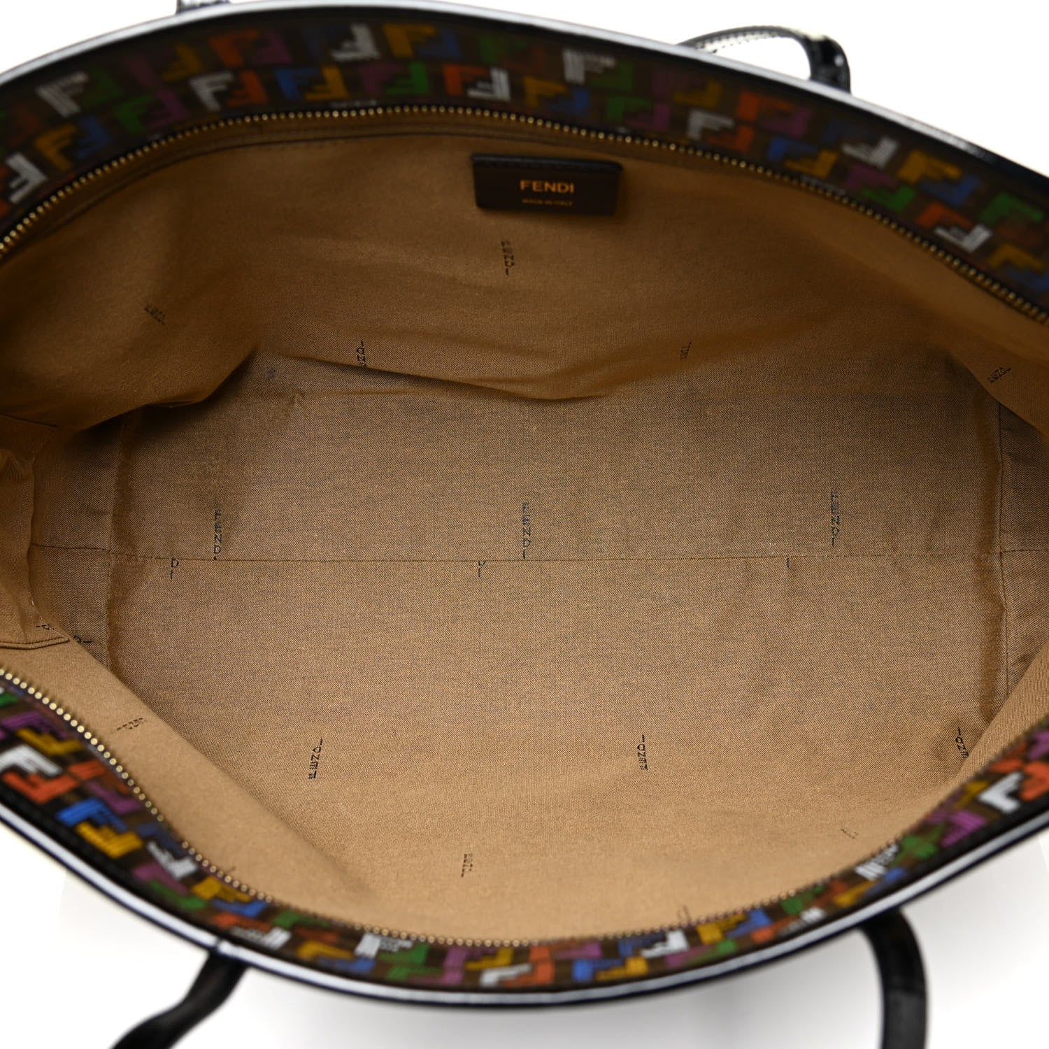 Fendi Zucca Spalmati Patent Zucchino Screen Print Medium Roll Tote Tobacco Multicolor Black 5 of 15