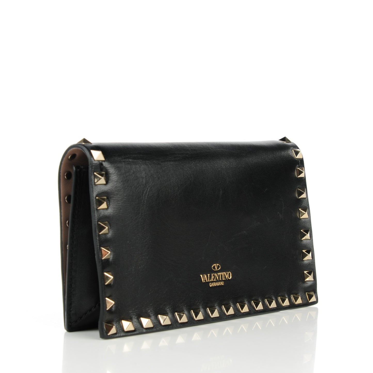 Nappa Small Rockstud Wristlet Clutch Black