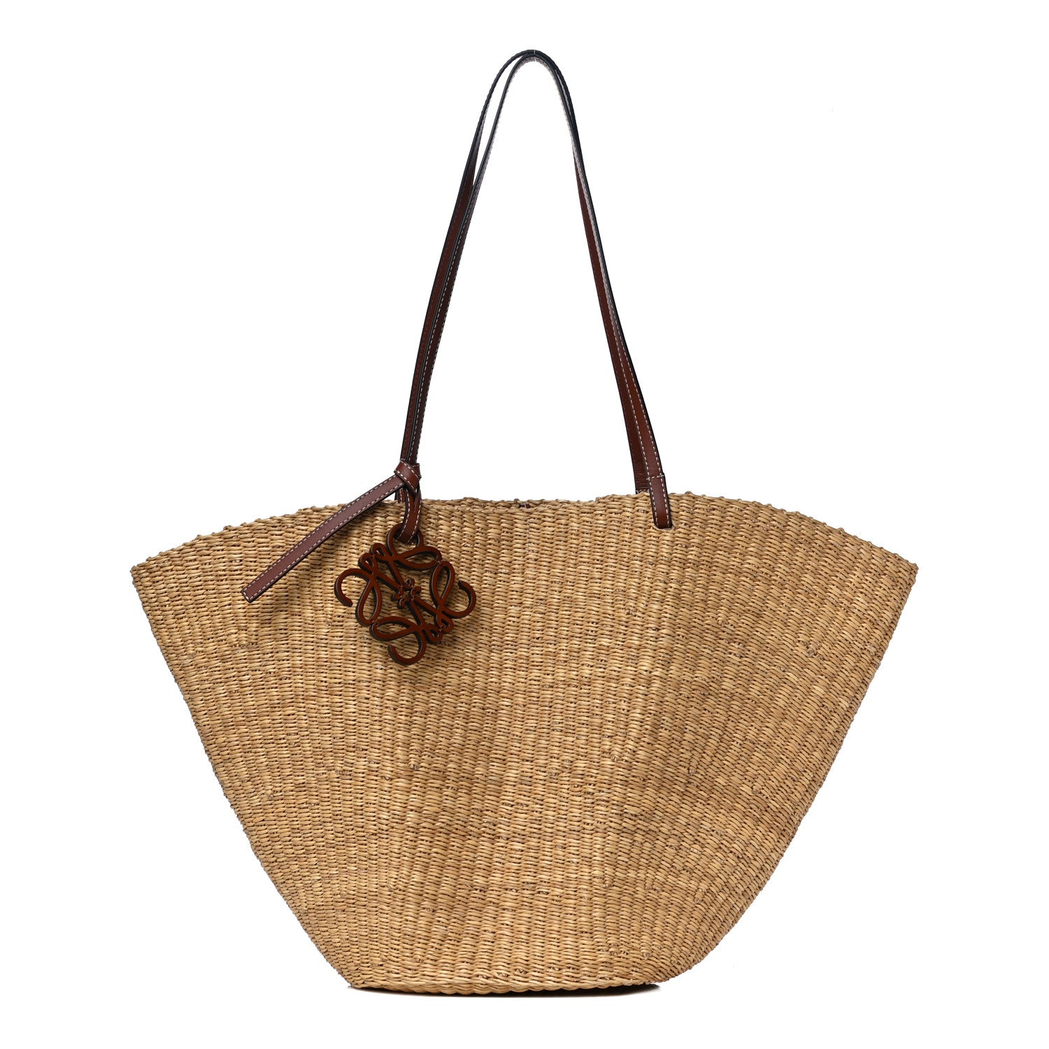 Loewe Calfskin Raffia Paulas Ibiza Small Basket Tote Bag Natural Tan 1 of 9