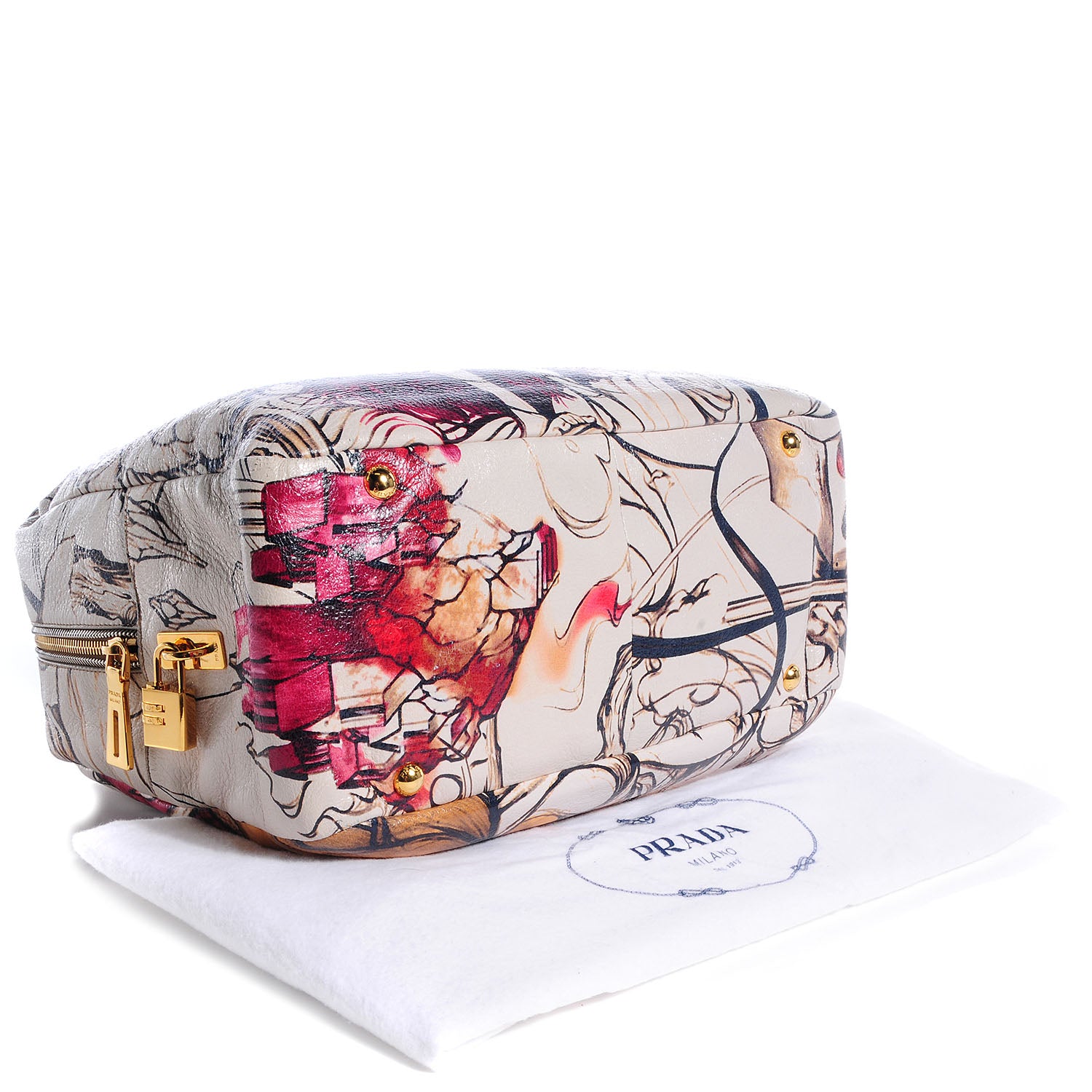 Prada X JAMES JEAN Cervo Lux Fairy Print Large Double Handle Boston Bag Prugna 6 of 12