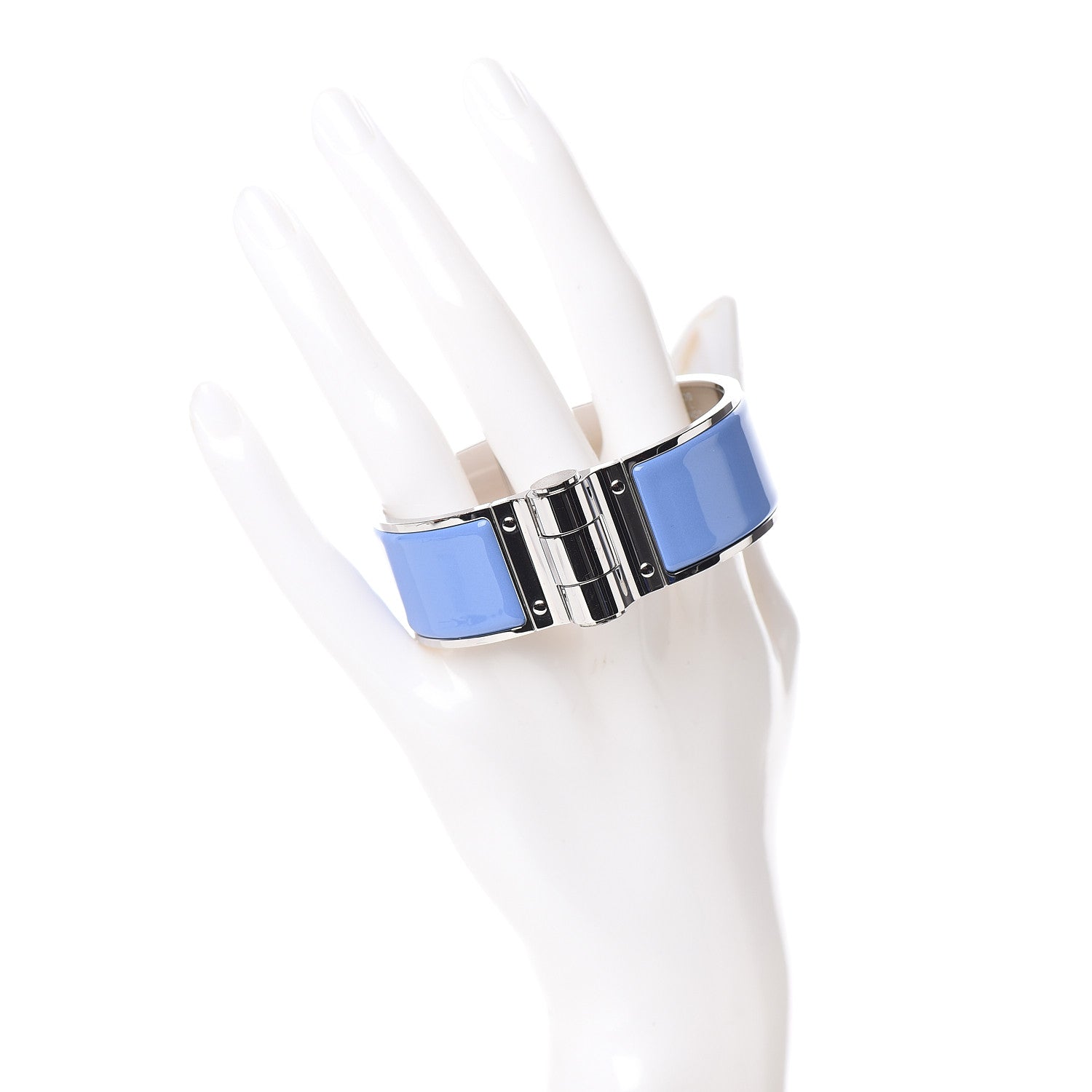 Hermes Enamel Charniere Uni Wide Hinged Bracelet M Bleu Lavande 2 of 6