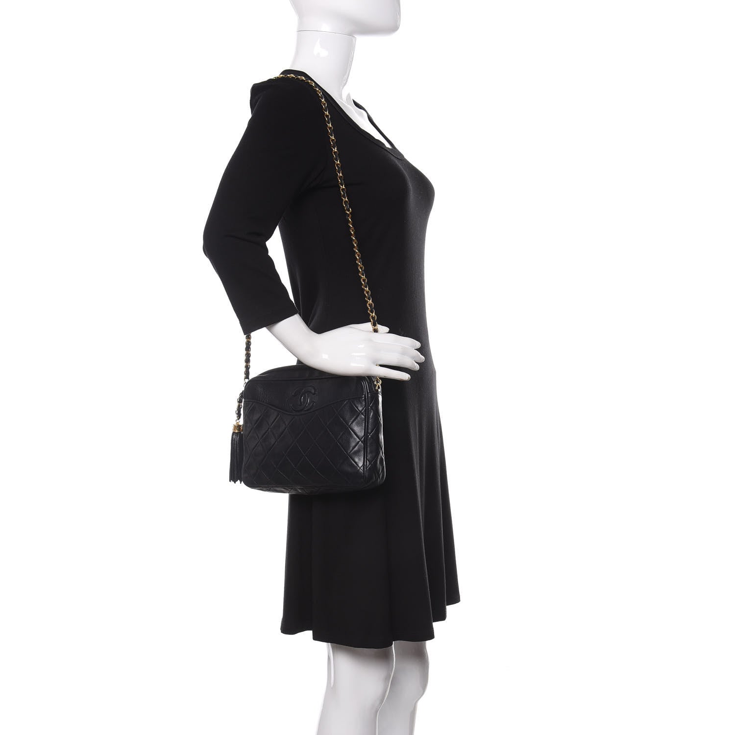 Chanel Lambskin Quilted CC Tassel Camera Case Navy 2 of 11