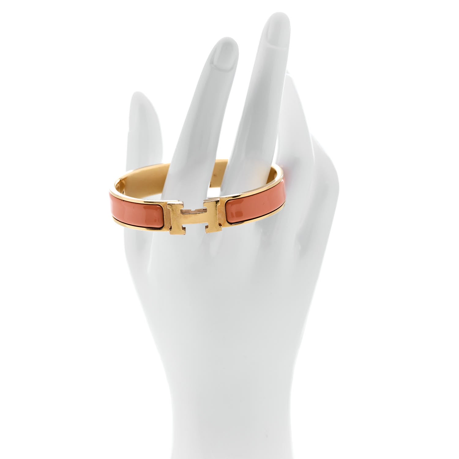 Hermes Enamel Narrow Clic Clac H Bracelet GM Peach Melba 2 of 4