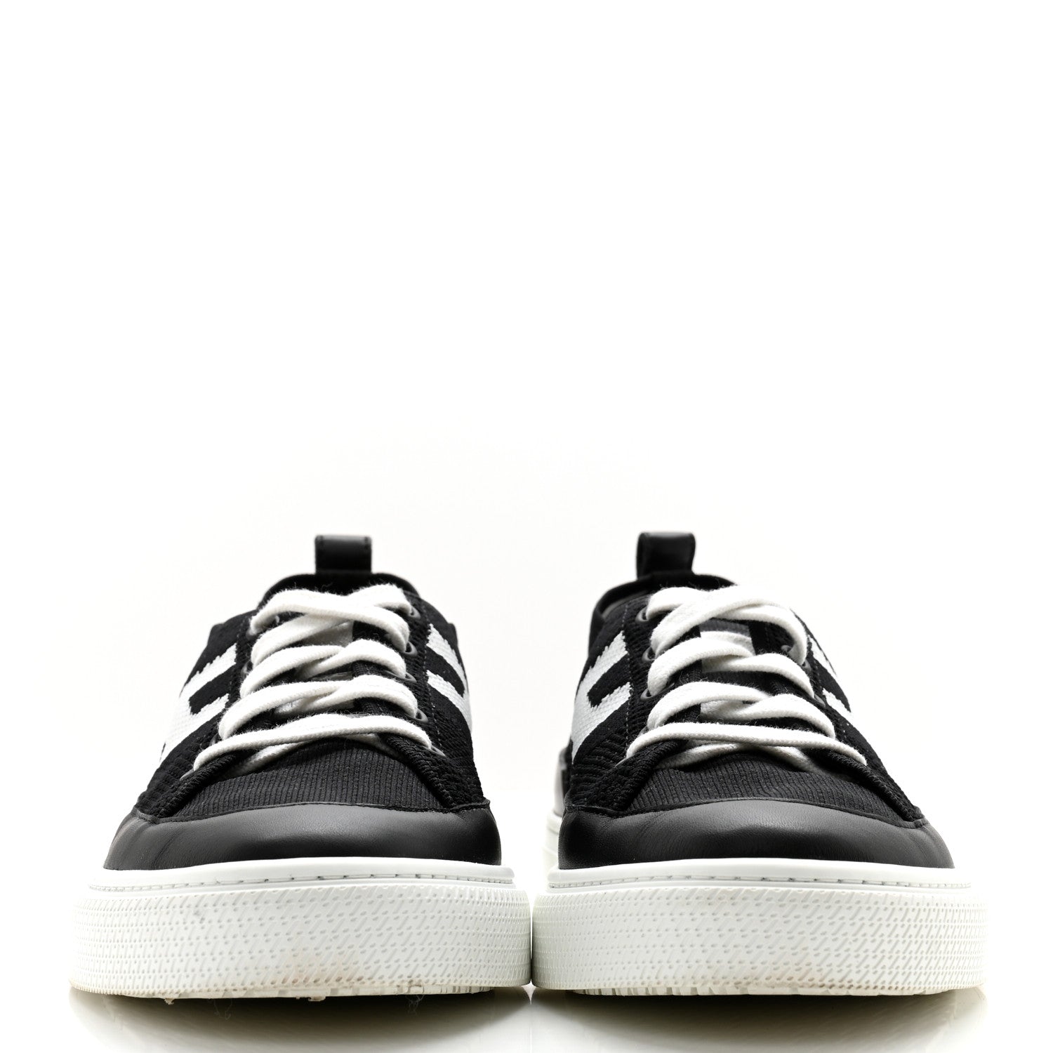 Hermes Knit Fabric Calfskin Deep Sneakers 39 Black White 2 of 11