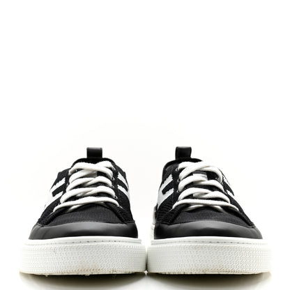 Hermes Knit Fabric Calfskin Deep Sneakers 39 Black White 2 of 11