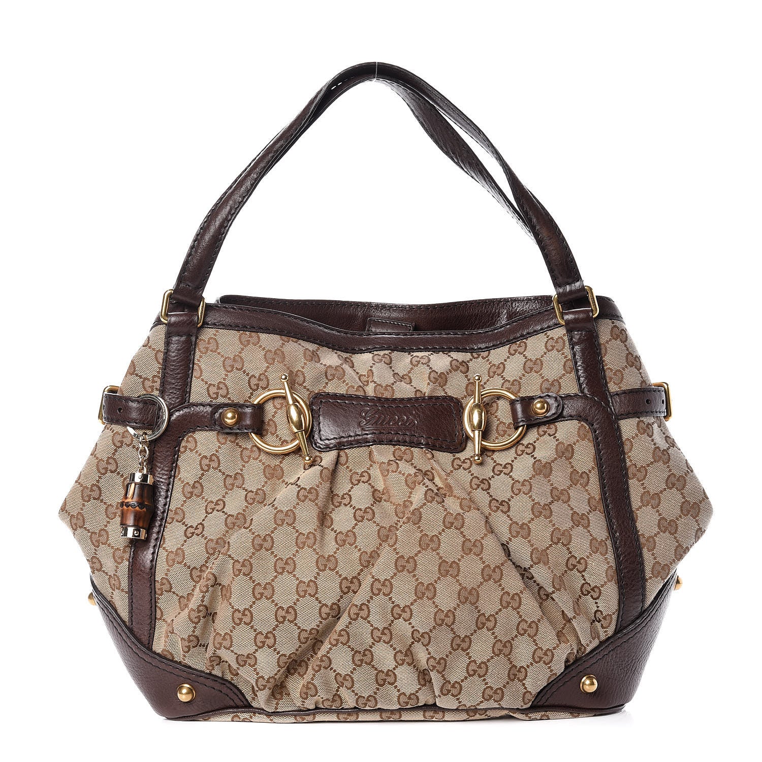 Gucci Monogram Medium Jockey Tote Dark Brown 1 of 10