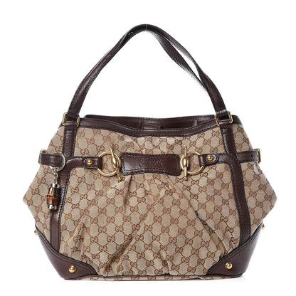 Gucci Monogram Medium Jockey Tote Dark Brown 1 of 10