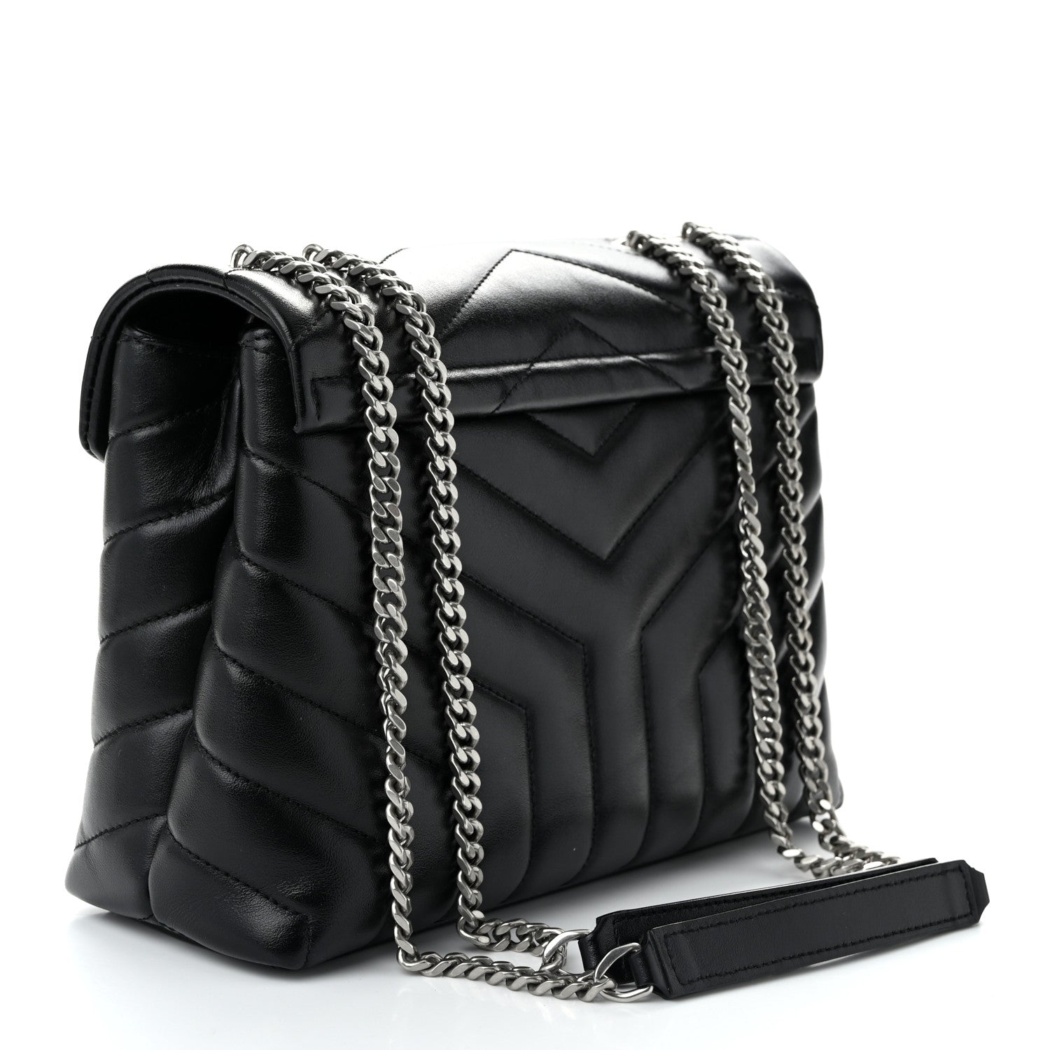 Saint Laurent Calfskin Y Quilted Monogram Small Loulou Chain Satchel Black 3 of 9