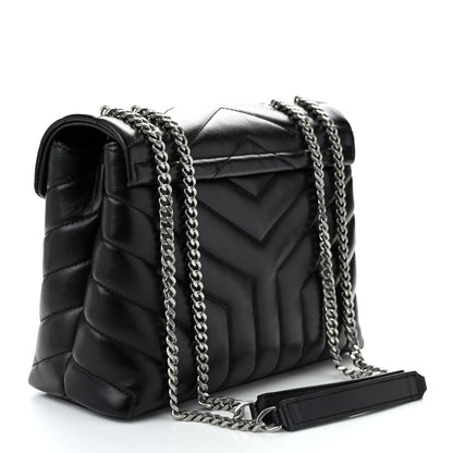 Saint Laurent Calfskin Y Quilted Monogram Small Loulou Chain Satchel Black 3 of 9