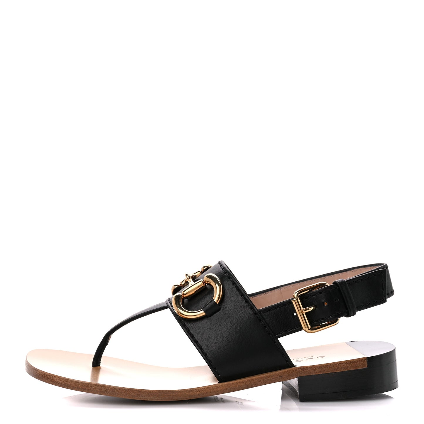 Nappa Charlotte Horsebit Thong Sandals 35.5 Black