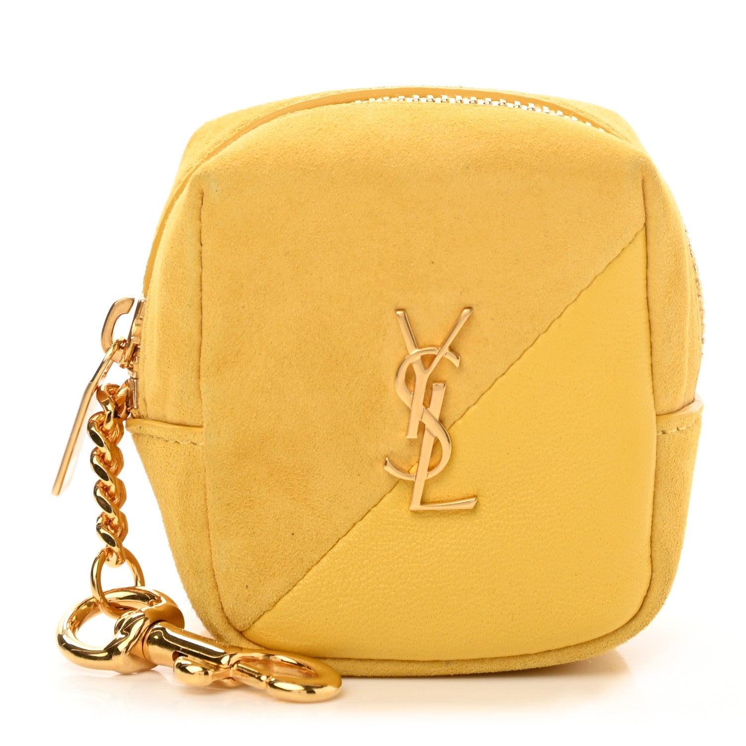 Saint Laurent Suede Lambskin Jaime Cube Charm Keychain Sunflower 1 of 8