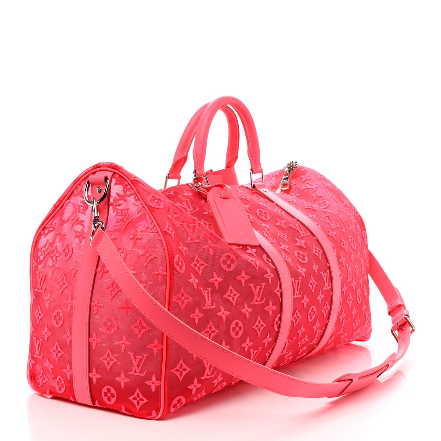 Monogram Fluo See Through Keepall Bandouliere 50 Rose