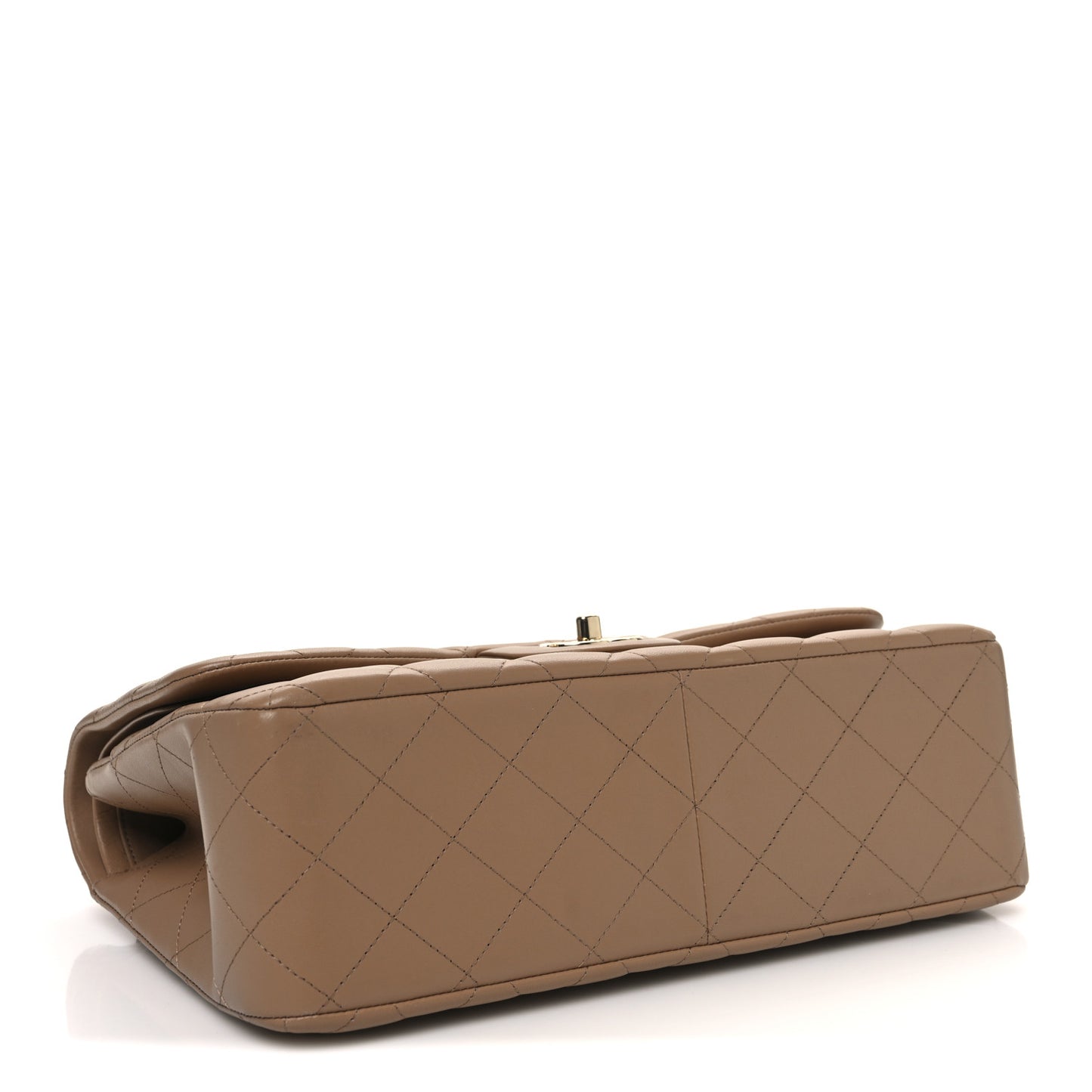 Lambskin Quilted Jumbo Double Flap Dark Beige