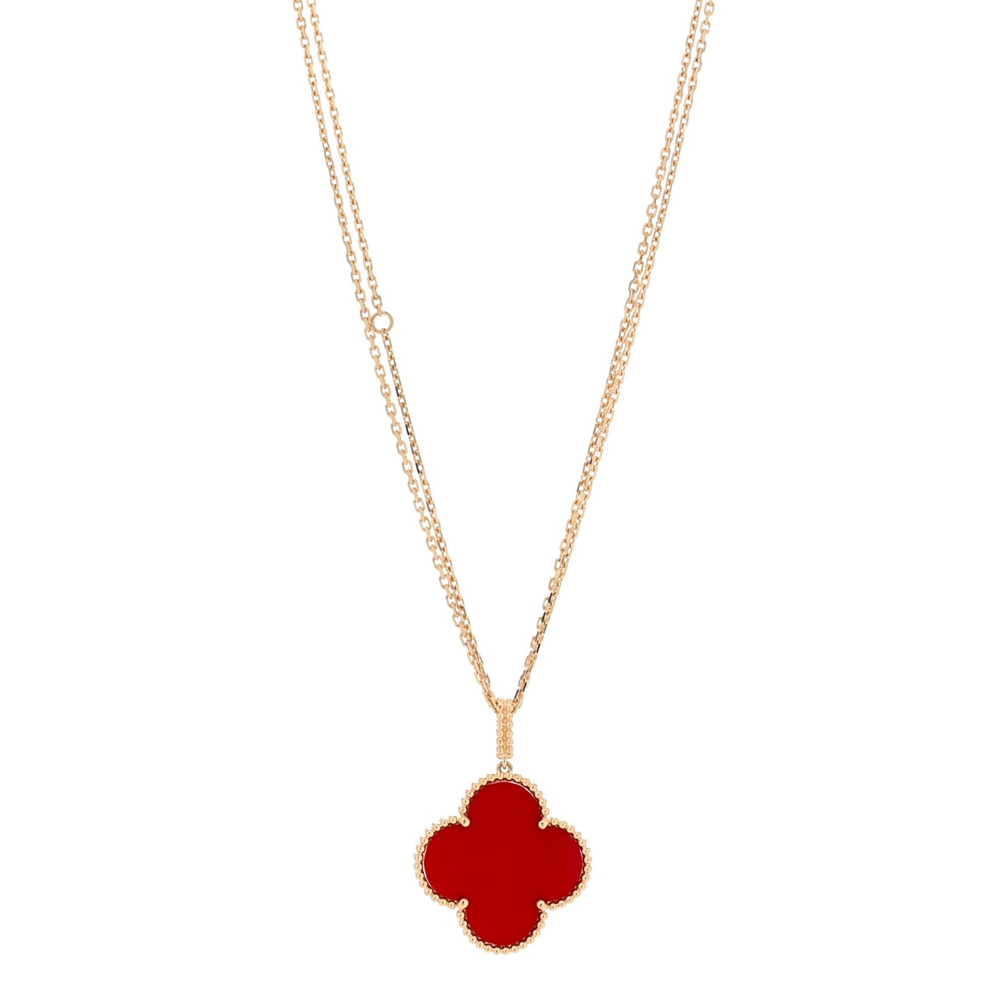 18K Yellow Gold Carnelian Magic Alhambra Long Necklace