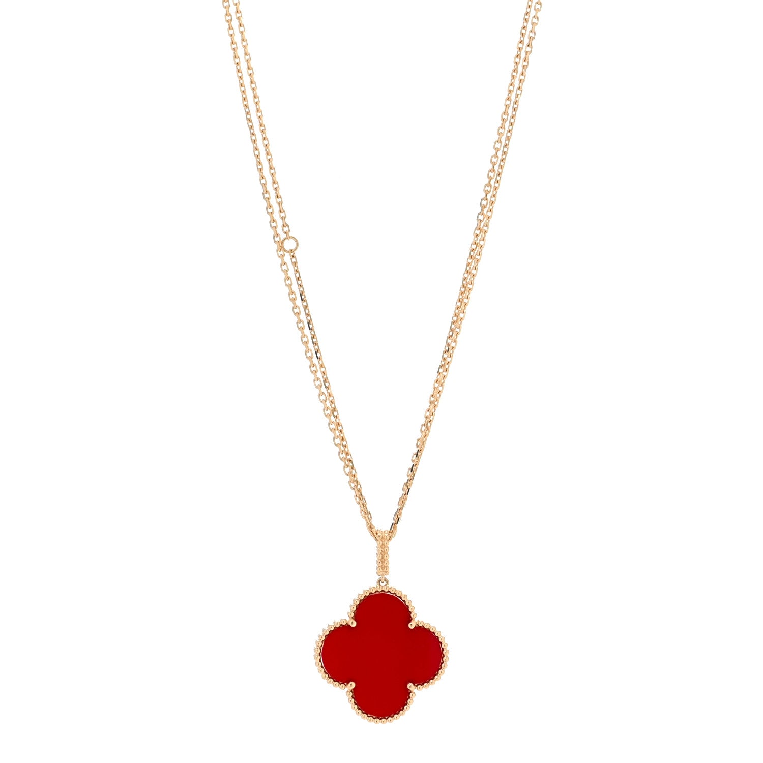 Van Cleef & Arpels 18K Yellow Gold Carnelian Magic Alhambra Long Necklace 1 of 5
