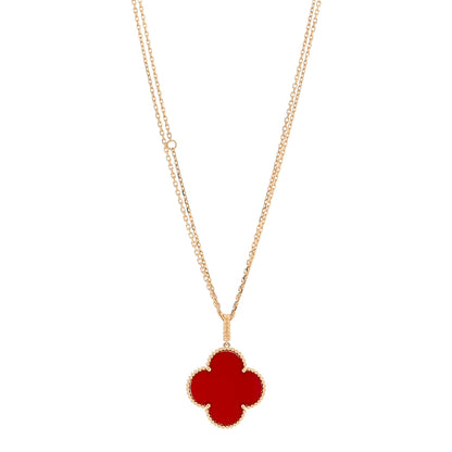 Van Cleef & Arpels 18K Yellow Gold Carnelian Magic Alhambra Long Necklace 1 of 5