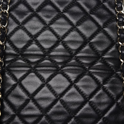 Chanel Lambskin Quilted Large Drawstring Bag Black 14 of 15