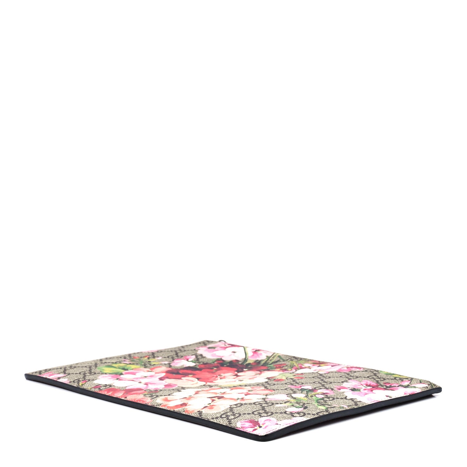 Gucci GG Supreme Monogram Blooms Suede Large Zip Pouch Beige Multicolor Dry Rose 8 of 12