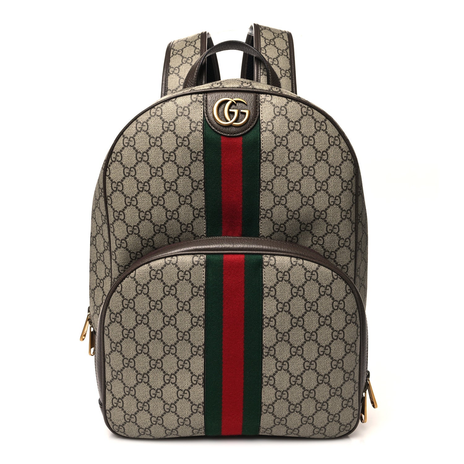 Gucci GG Supreme Monogram Ophidia Backpack Beige Ebony Brown 1 of 11