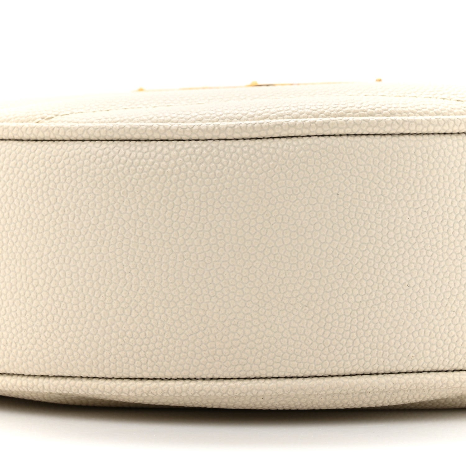 Saint Laurent Grain De Poudre Matelasse Chevron Quilted Round Vinyle Camera Bag Crema Soft 10 of 11