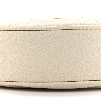 Saint Laurent Grain De Poudre Matelasse Chevron Quilted Round Vinyle Camera Bag Crema Soft 10 of 11