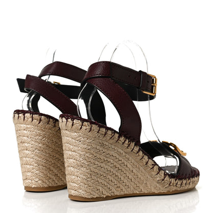 Valentino Garavani Grainy Cowhide VLogo Ankle Wrap Espadrille Wedge Sandals 41 Rubin 4 of 10