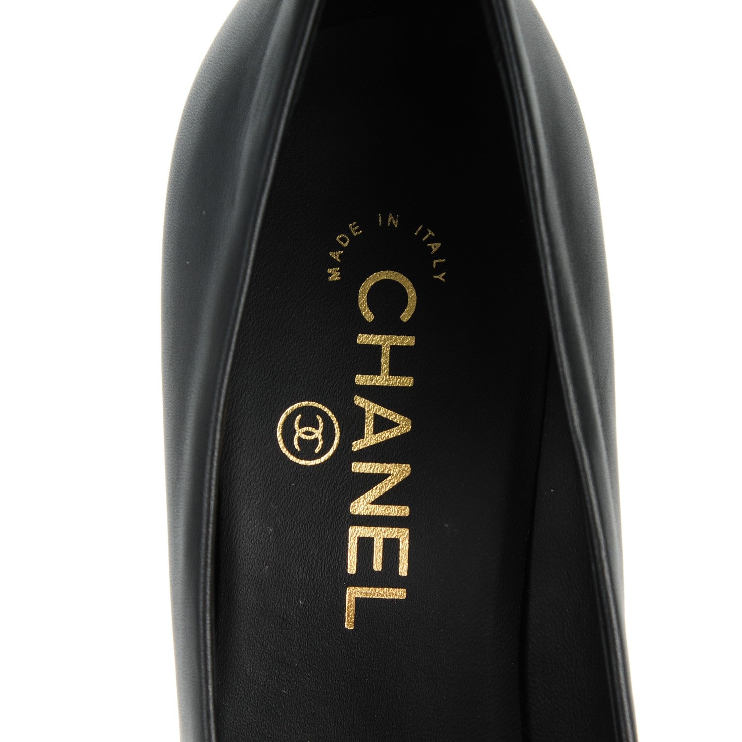 Chanel Calfskin Patent Cap Toe Chain Pumps 37.5 Black 7 of 9