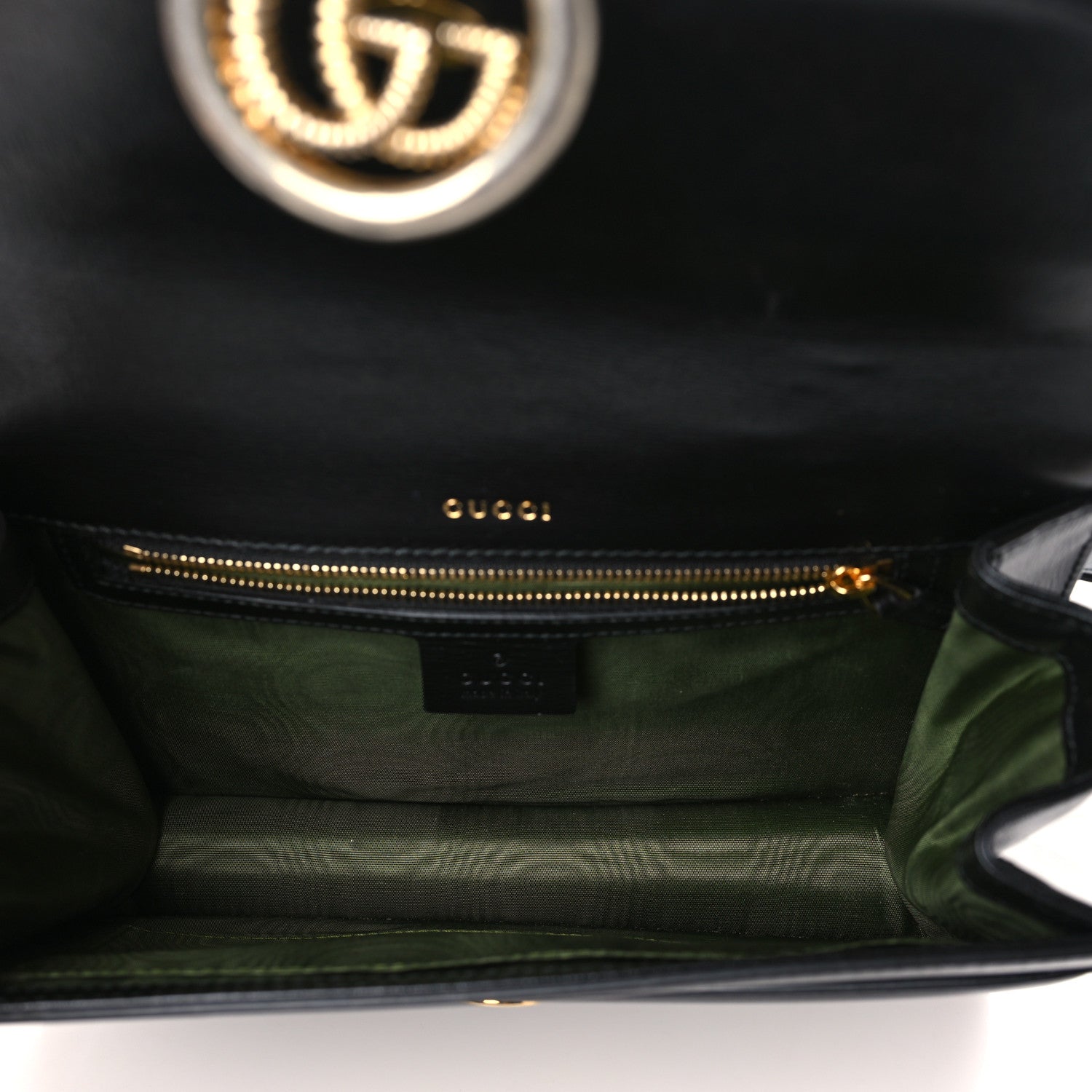 Gucci Textured Calfskin Small Torchon GG Ring Shoulder Bag Black 5 of 9