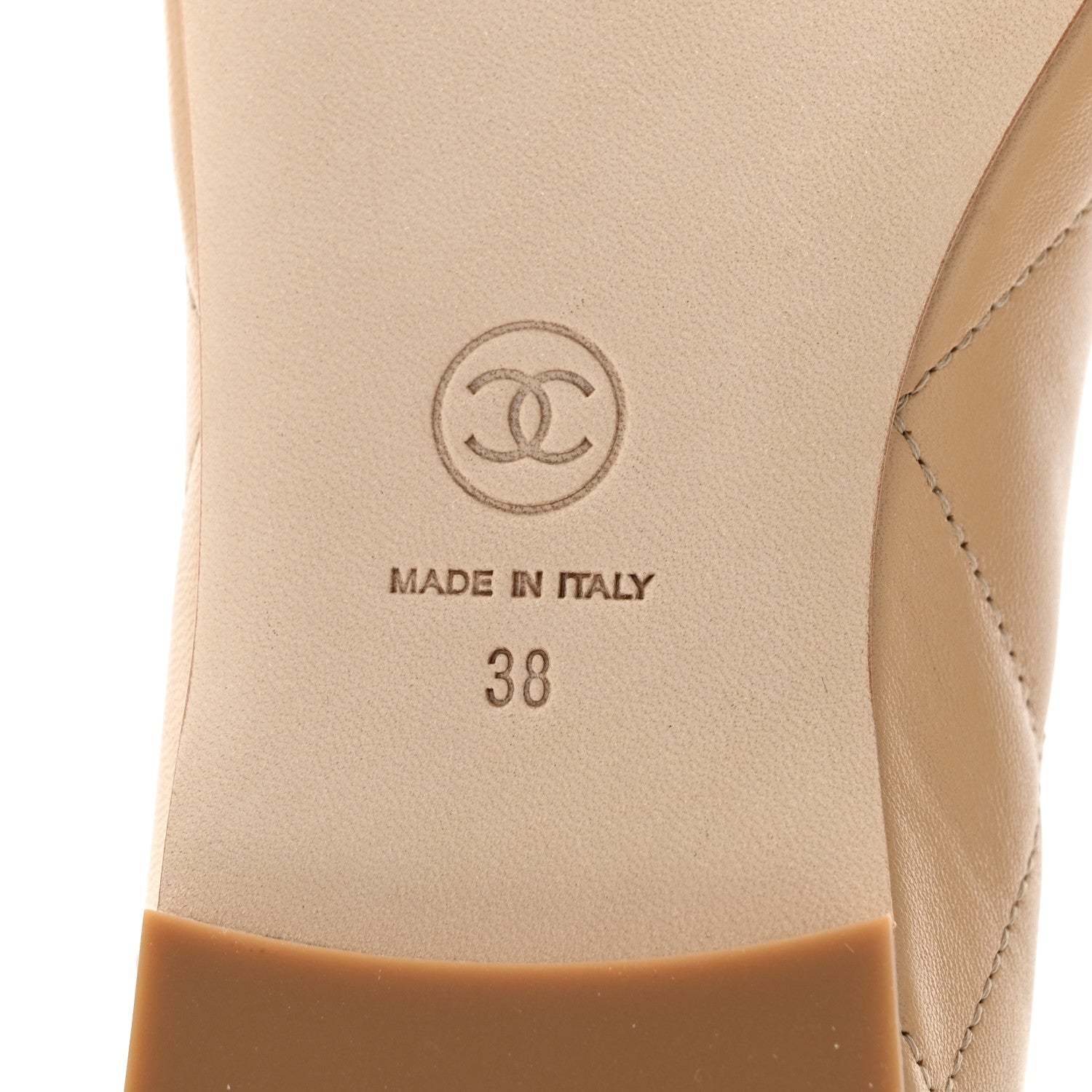 Chanel Lambskin Quilted CC Cambon Ballet Flats 38 Beige Black 7 of 10
