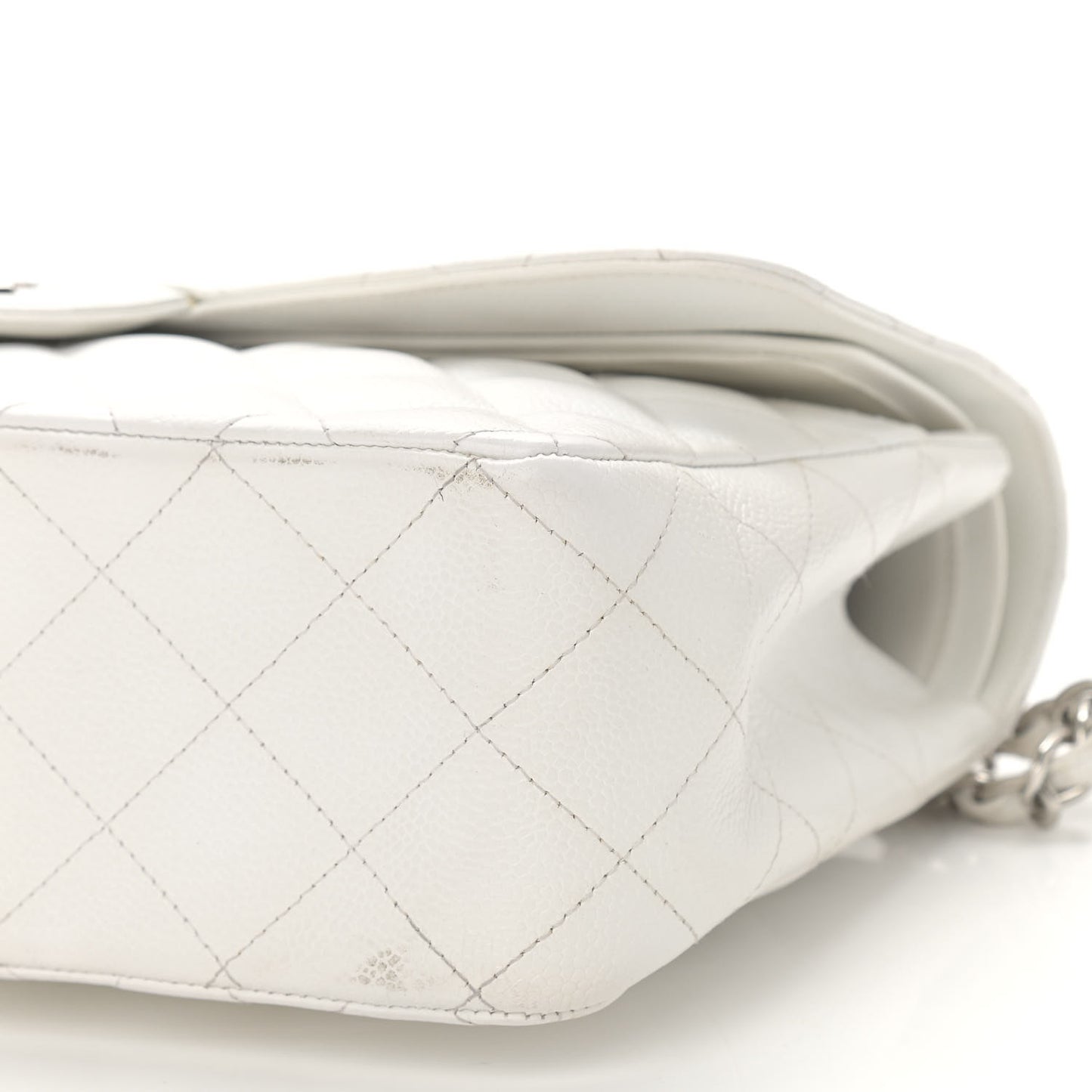 Caviar Quilted Jumbo Double Flap White