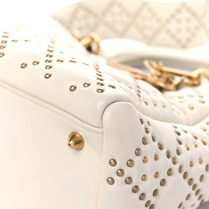 Christian Dior Calfskin Cannage Studded Medium Supple Lady Dior White 9 of 15