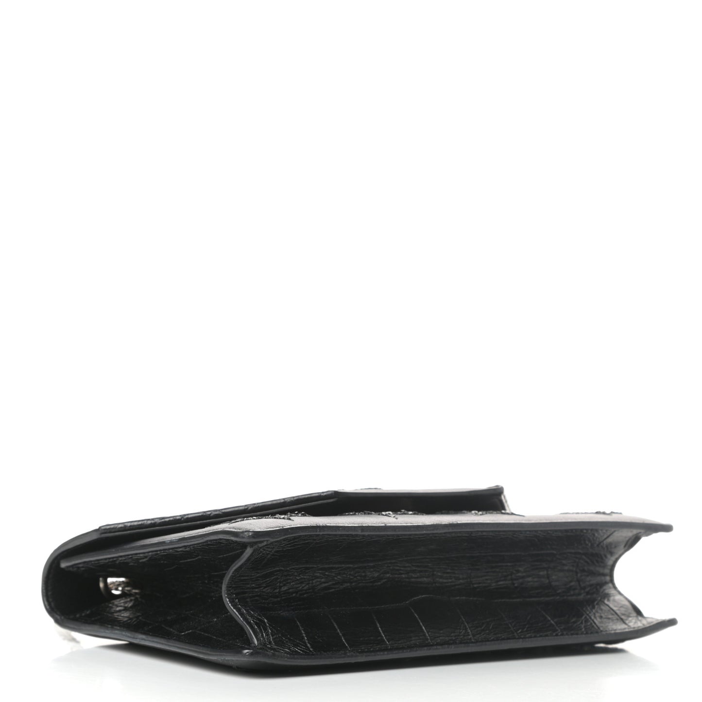 Calfskin Star Embroidered Crocodile Embossed Small Betty Black