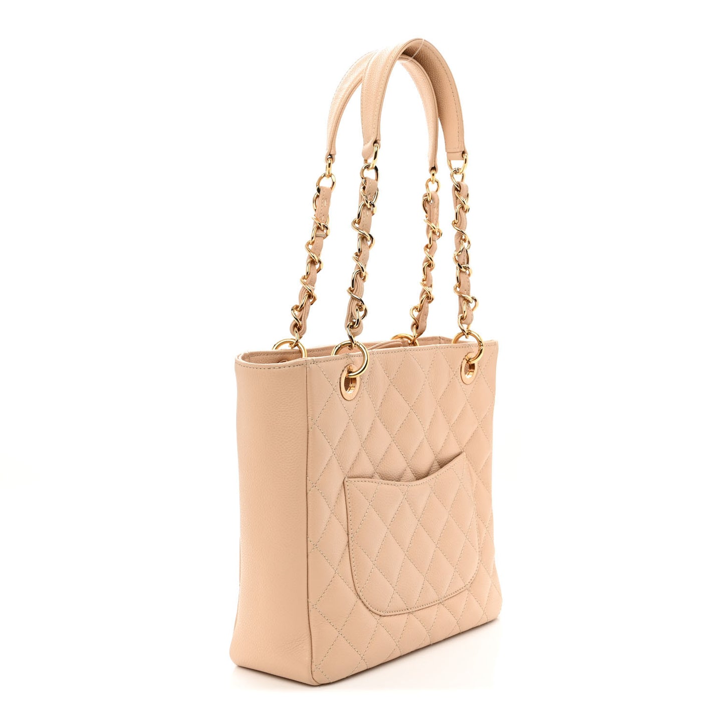 Caviar Quilted Petit Shopping Tote PST Beige Clair