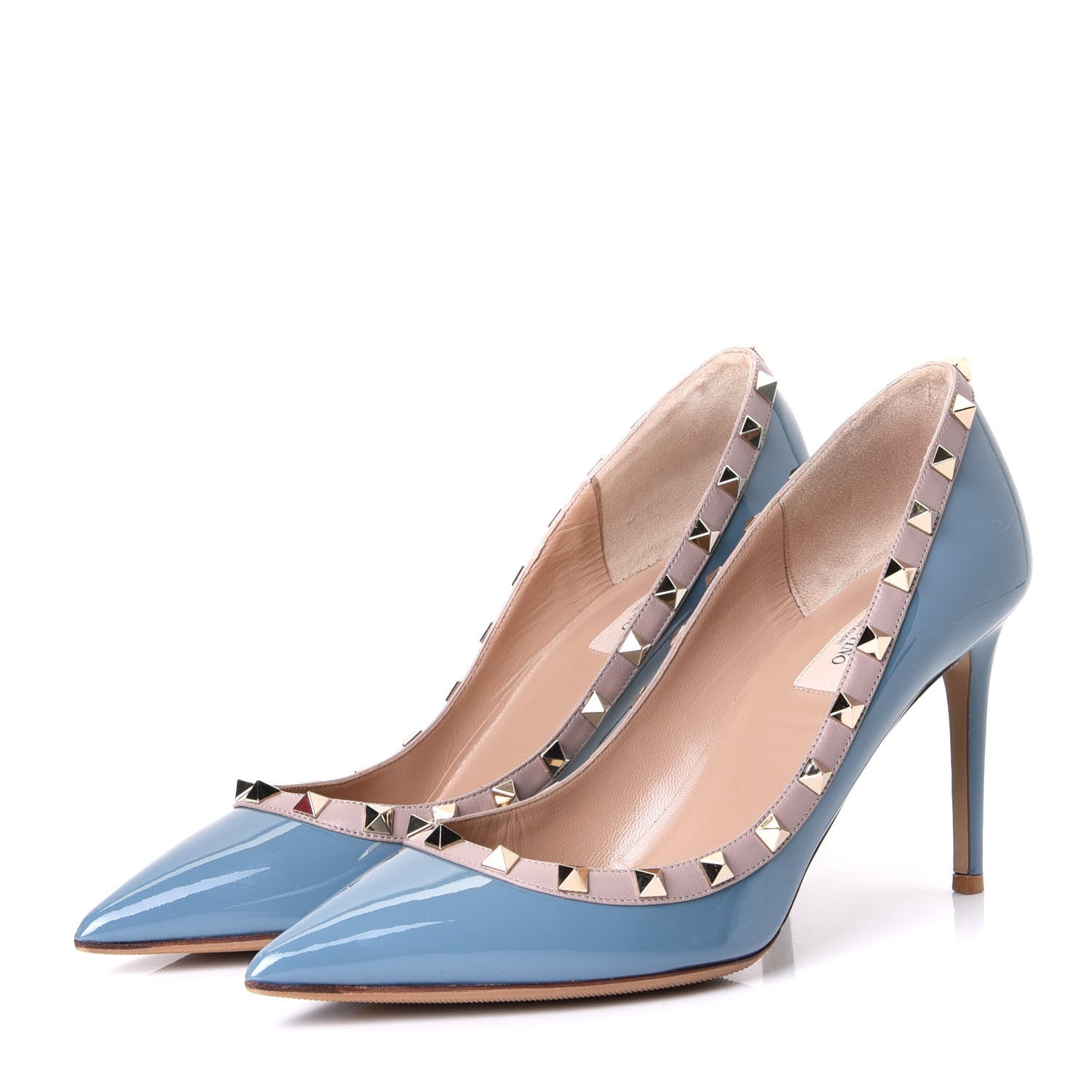 Valentino Garavani Patent Rockstud 85mm Pumps 40 Grey Sky Poudre 3 of 8