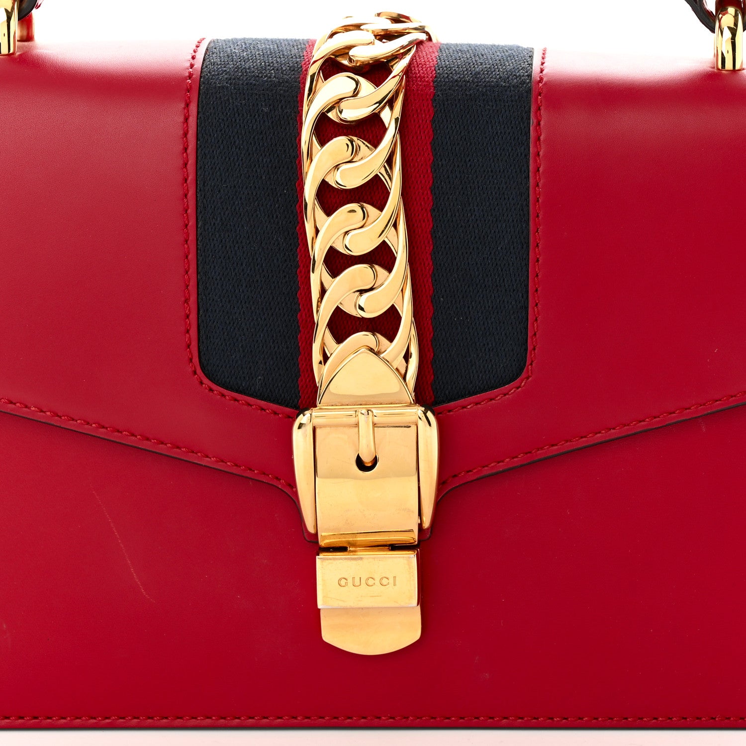 Gucci Calfskin Small Sylvie Shoulder Bag Hibiscus Red 8 of 12